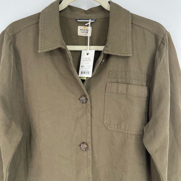 Marine Layer Gracey Chore Coat Olive Green XL Organic Cotton NWT - Picture 4 of 8